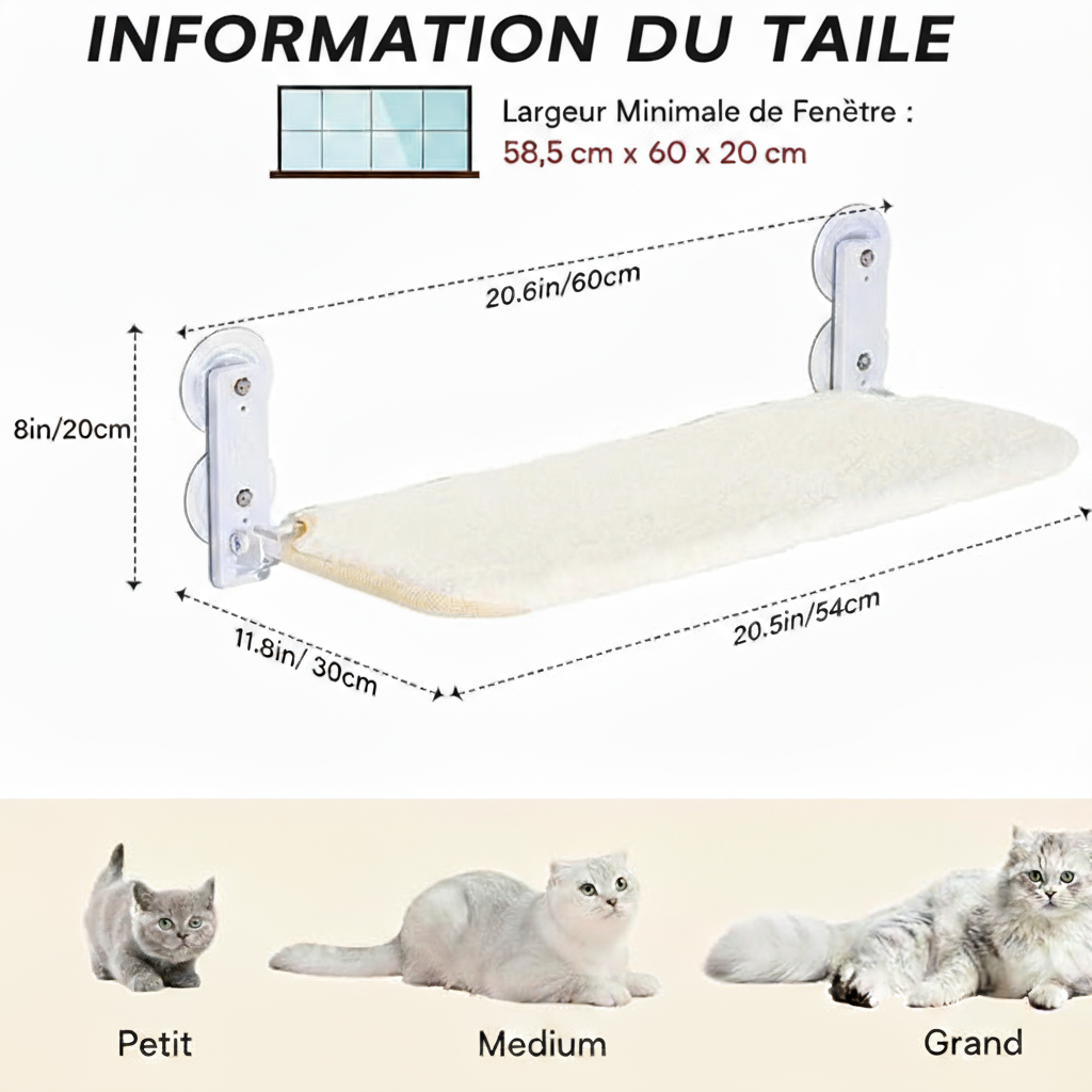 Perchoir de Fenêtre NUAGEON™ — Hamac Vue & Soleil pour Chat