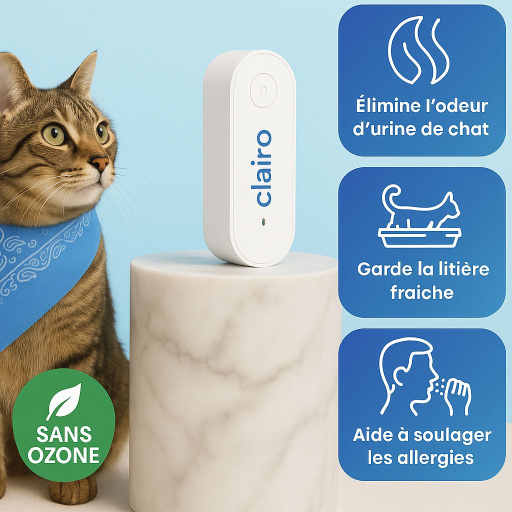 Clairu™ by NUAGEON — Purificateur d'Air Anti-Odeurs Litière