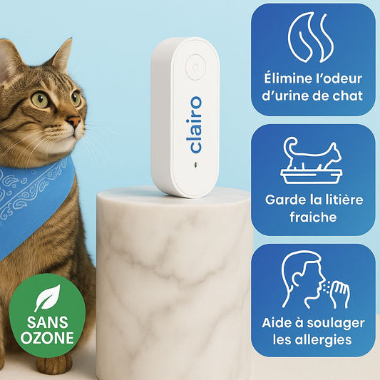 Clairu™ by NUAGEON — Purificateur d'Air Anti-Odeurs Litière