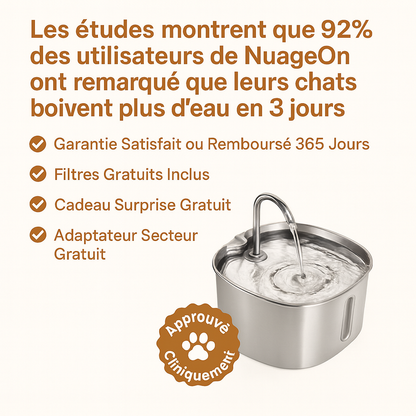 Fontaine NUAGEON™ — Fontaine à Eau pour Chat en Acier Inoxydable