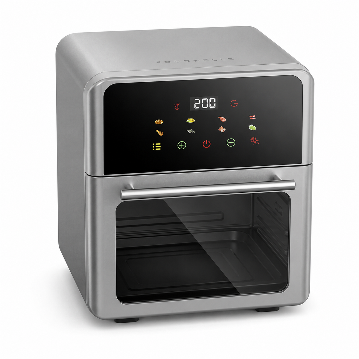 FOURNELLE AeroFour, four à air multifonction 12 L en acier inoxydable, vue de face