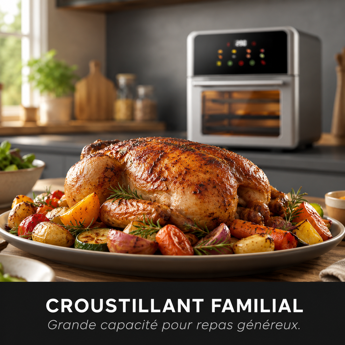 Poulet rôti et légumes préparés au four à air FOURNELLE AeroFour