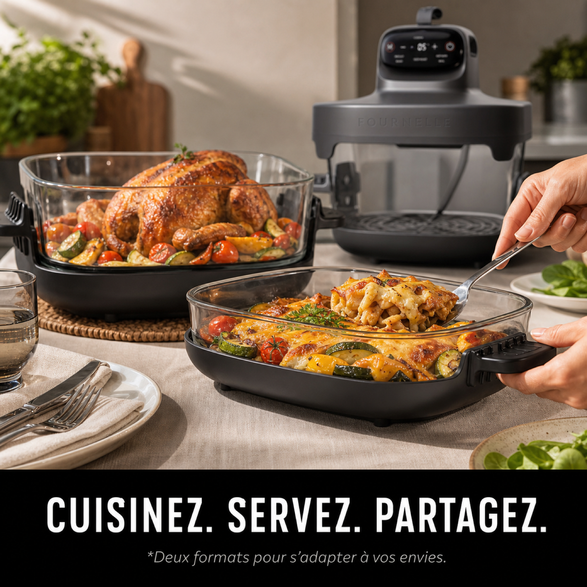 Plat et garniture préparés au FOURNELLE Vision Duo