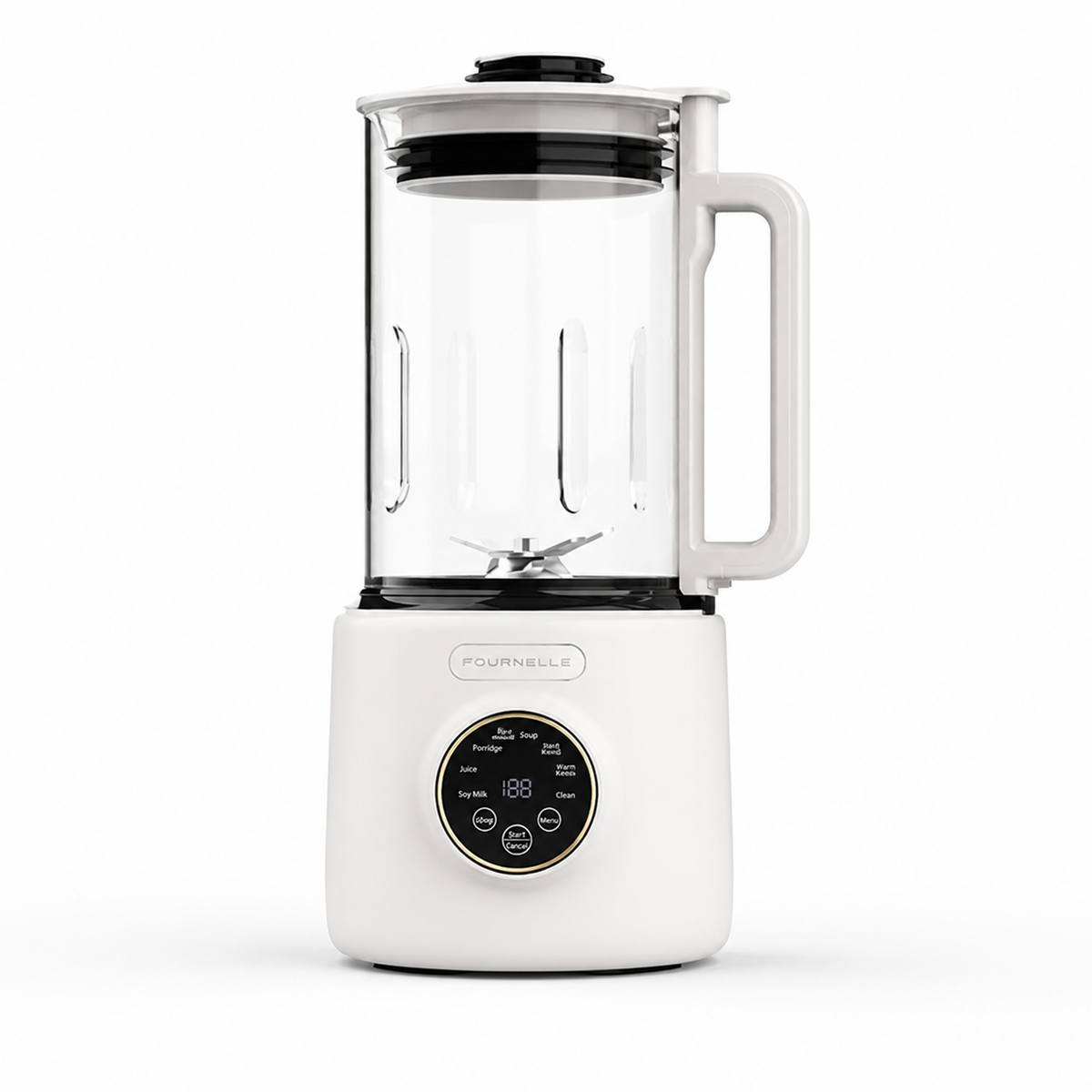 FOURNELLE Velours, blender chauffant 1,3 L à bol en verre, blanc
