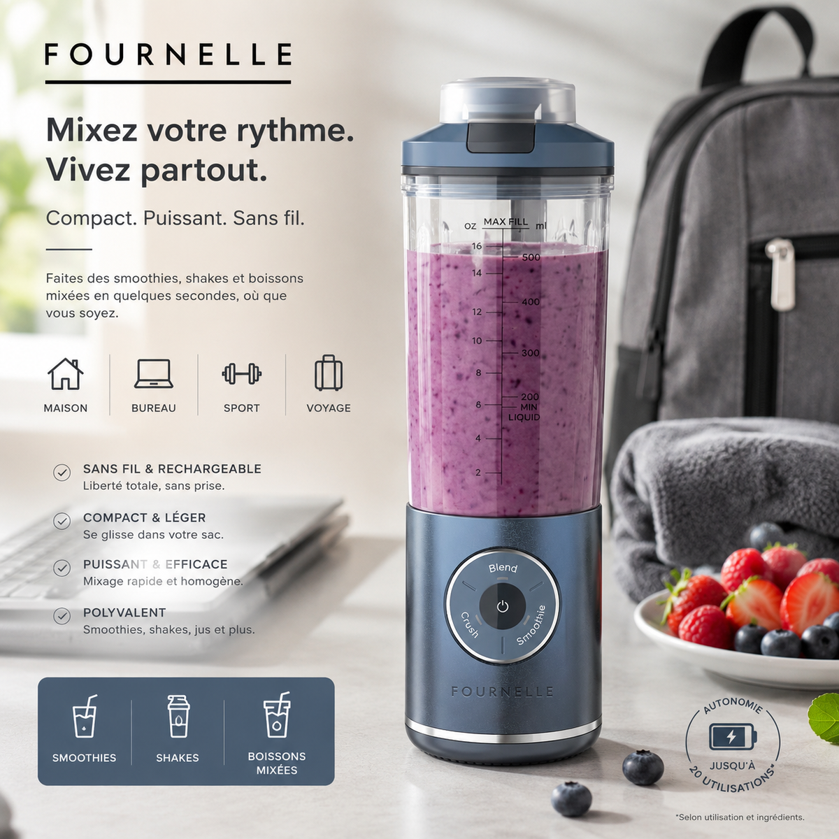 Quatre boissons préparées au FOURNELLE Pulse