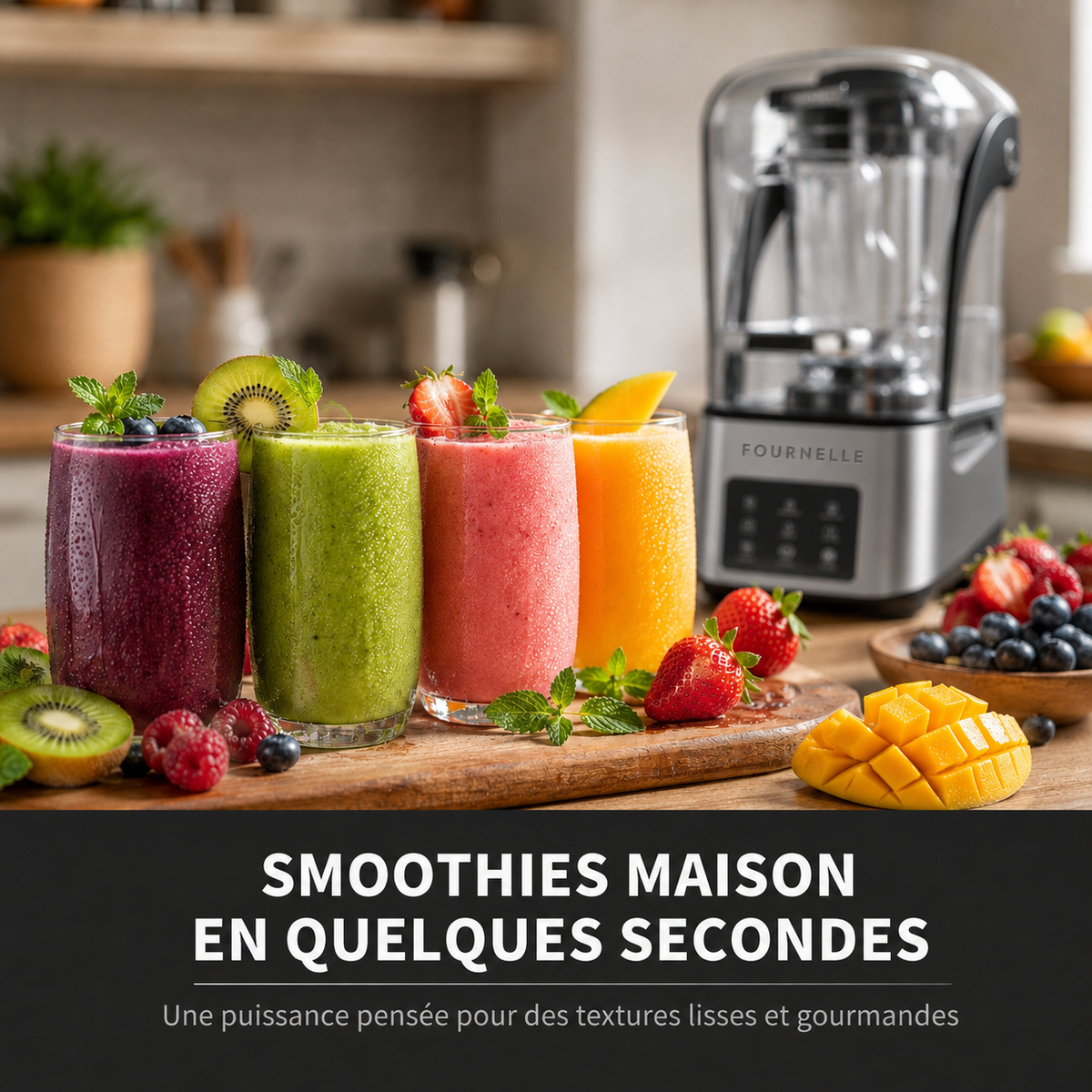 Smoothie vert préparé au FOURNELLE Silence Pro