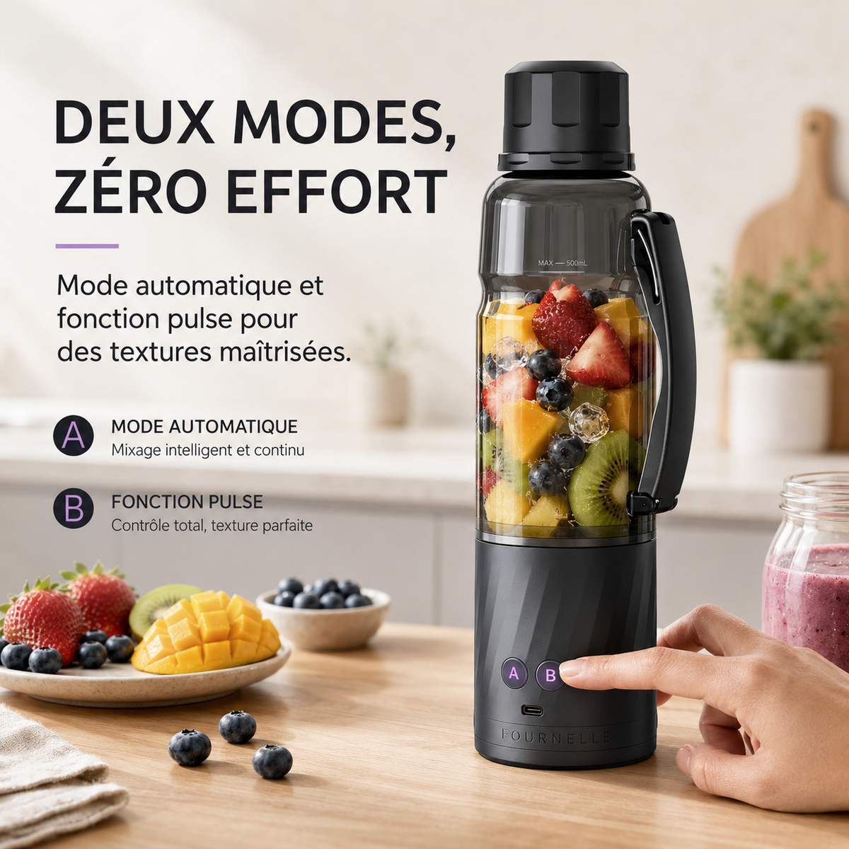 Format individuel emporté partout avec le FOURNELLE Mixeur Nomade