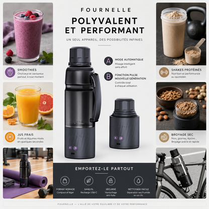 Quatre boissons préparées au FOURNELLE Mixeur Nomade