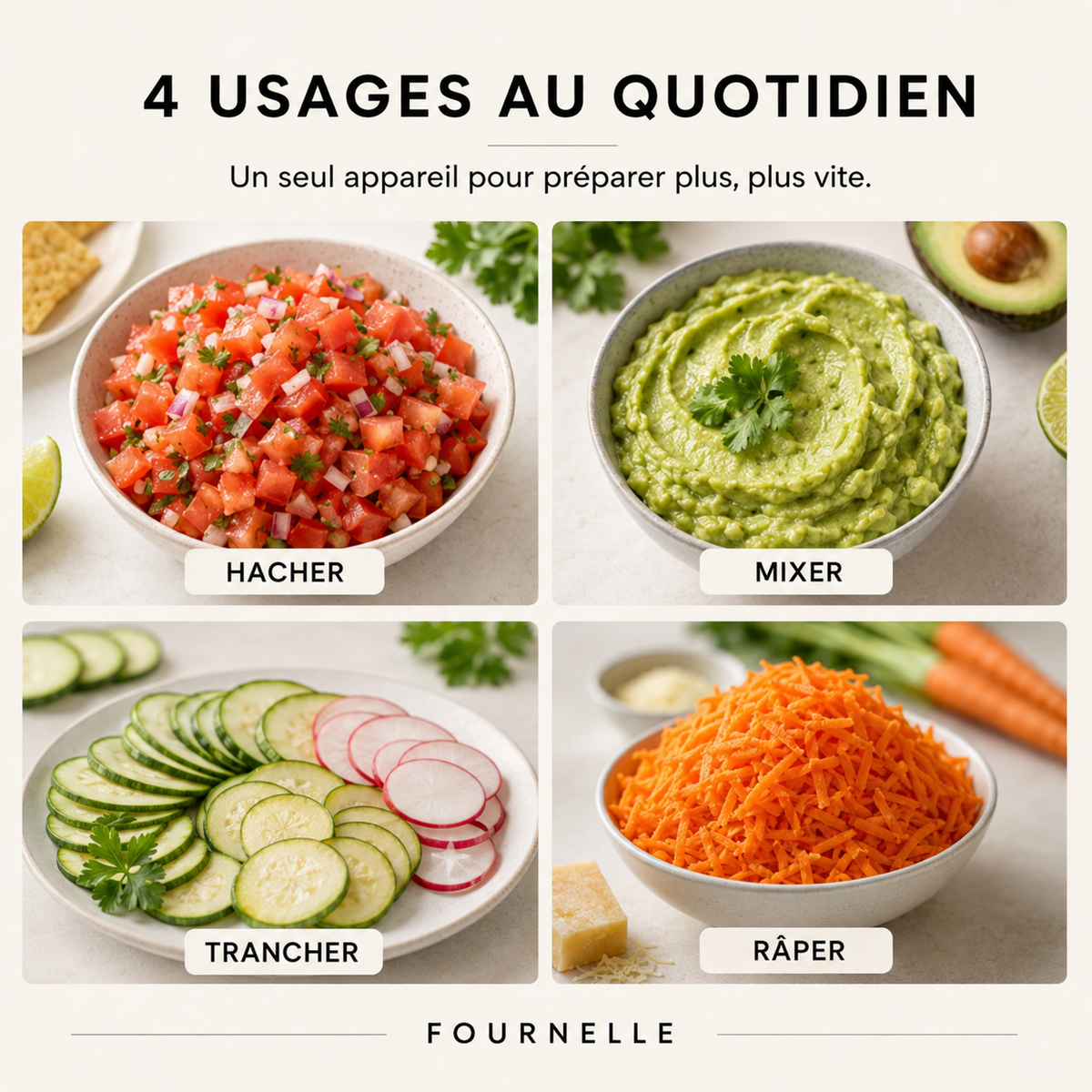 Quatre préparations réalisées au FOURNELLE Maestro