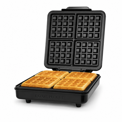 FOURNELLE Brunch, gaufrier belge 4 gaufres en inox, noir
