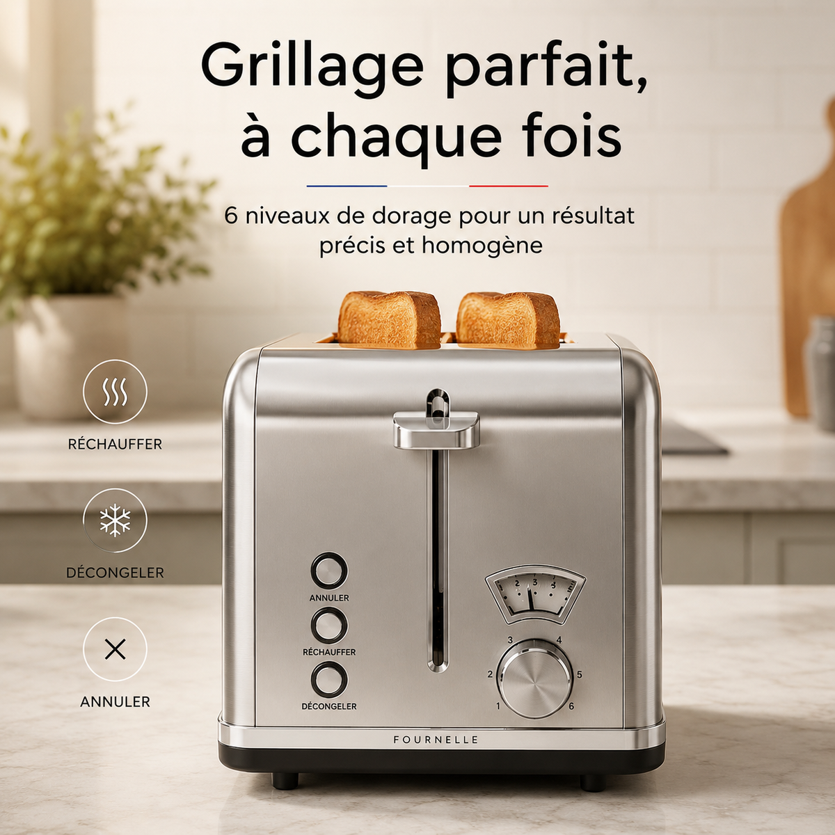 Six niveaux de brunissage sur le FOURNELLE Doré