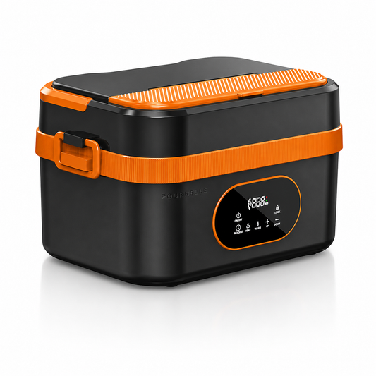 FOURNELLE Escale, lunch box chauffante sans fil 1,8 L, noir et orange