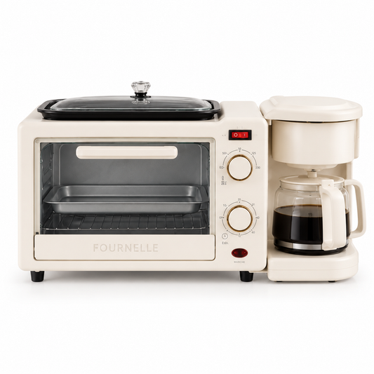 FOURNELLE Aube, station petit-déjeuner 3-en-1 en inox, ivoire