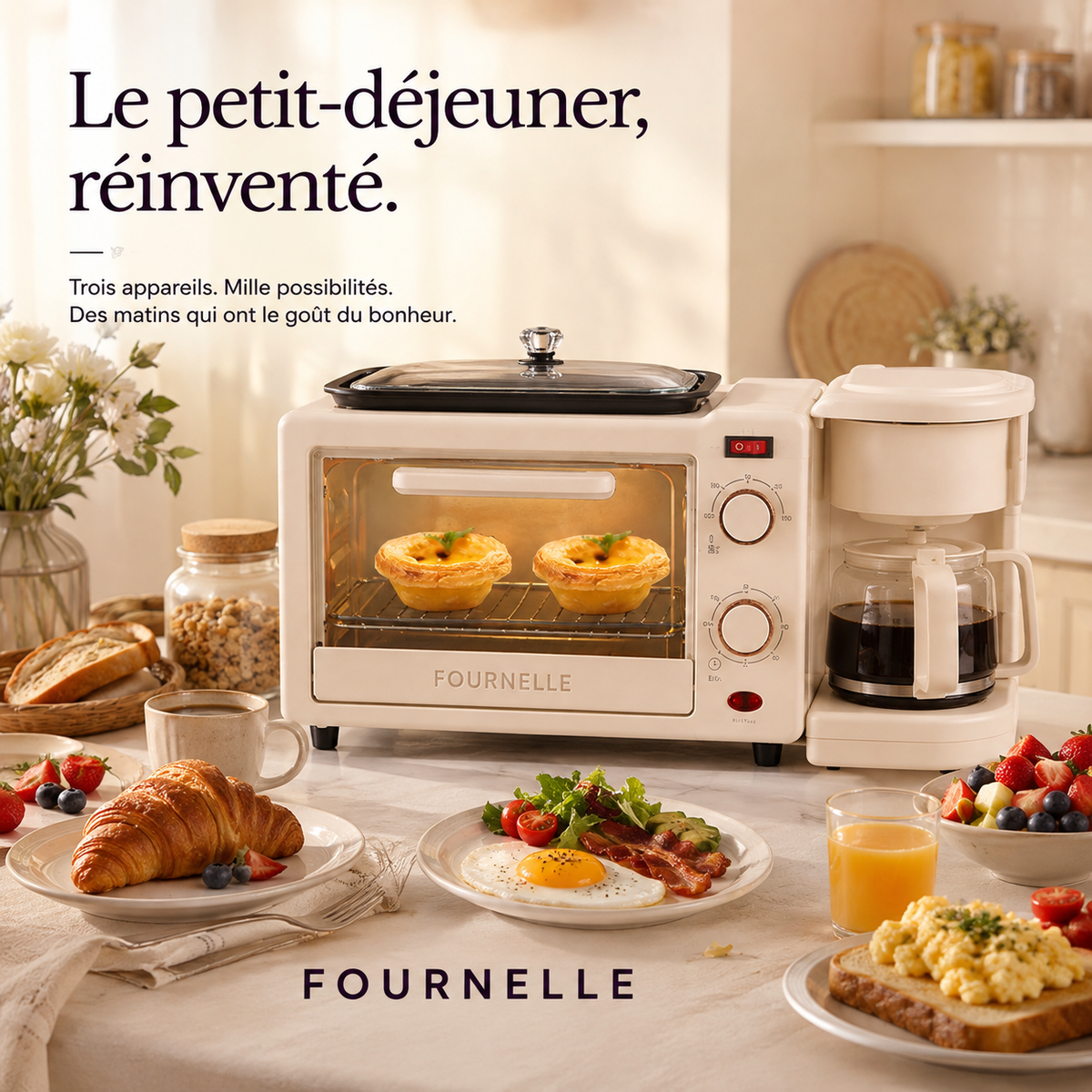 Petit-déjeuner complet servi avec la FOURNELLE Aube
