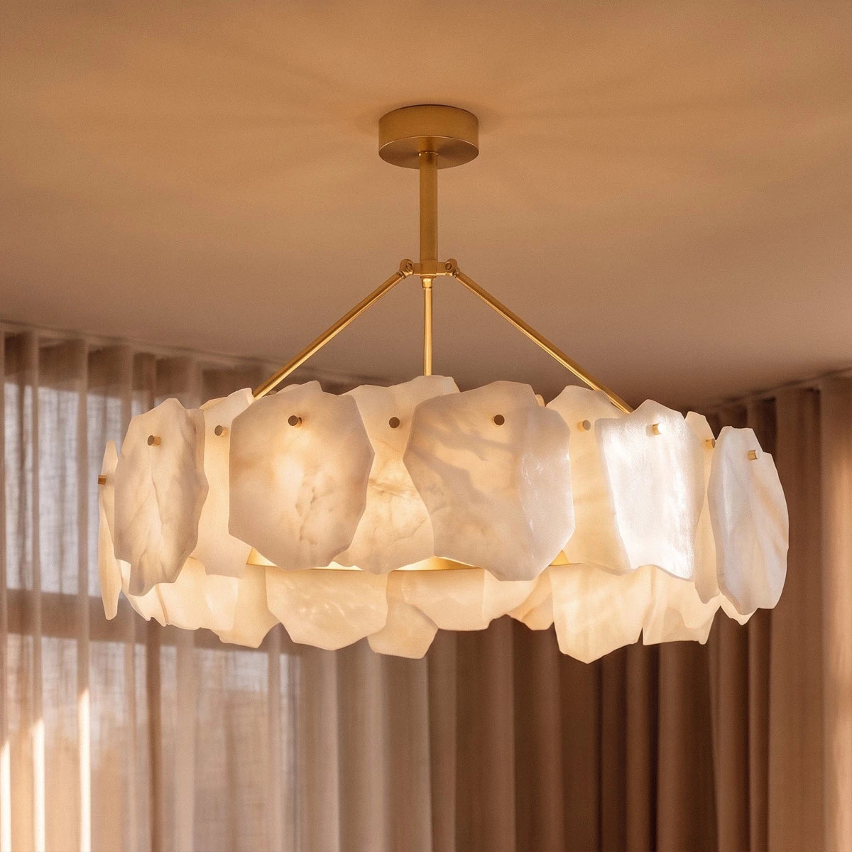 Lustre Topaze en albâtre